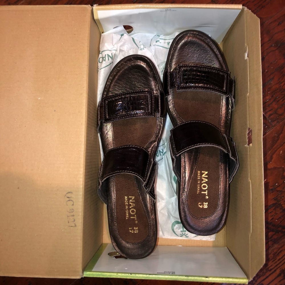 Naot treasure Espresso Brown Reptile Sandals